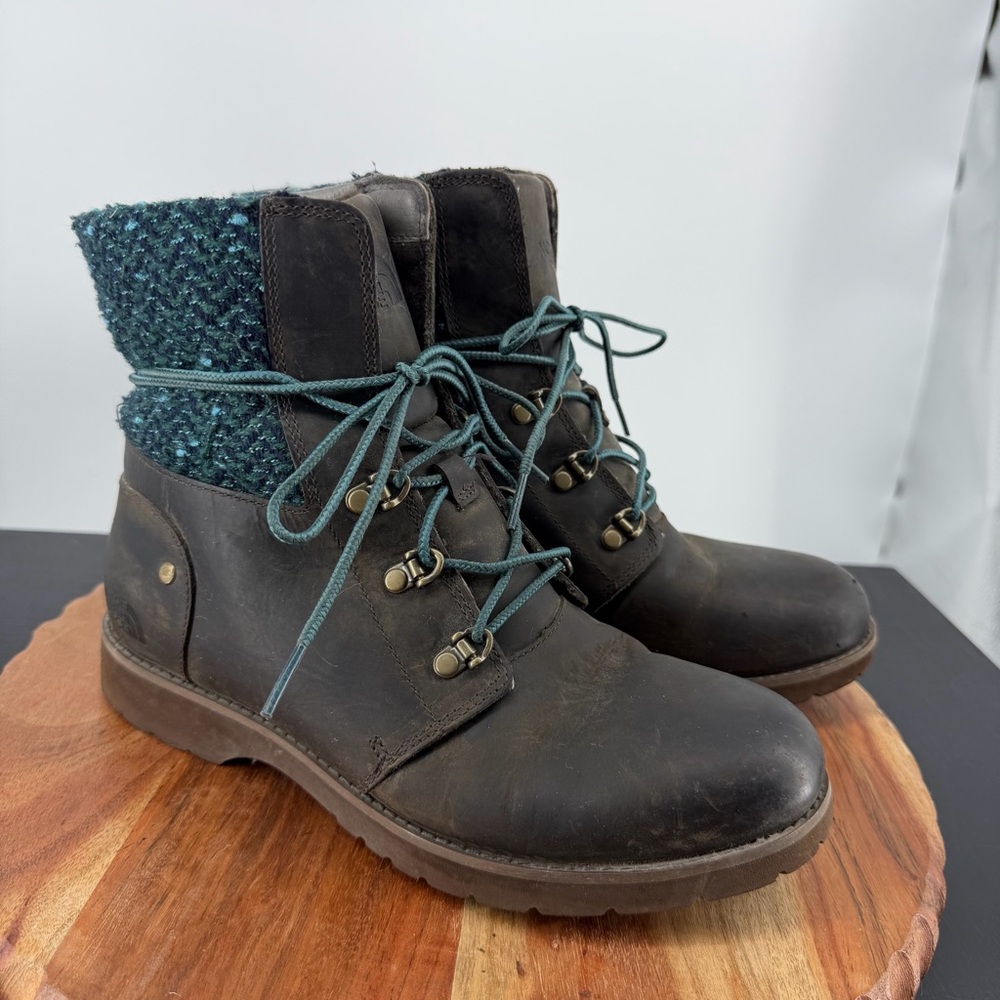 The North Face Ballard Lace Ankle Combat Boots Brown Blue Green Tweed Women’s 8 - Picture 1 of 9